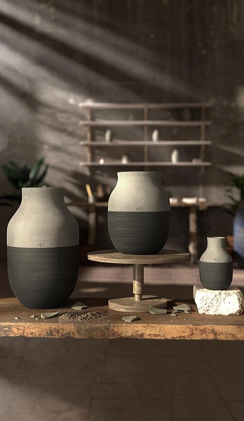 Omaggio Circulare Vaza 31 cm antracitna