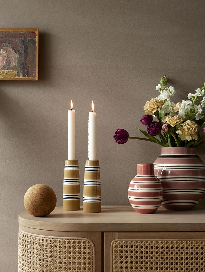 Omaggio Nuovo Svijećnjak za klasičnu svijeću 16 cm oker