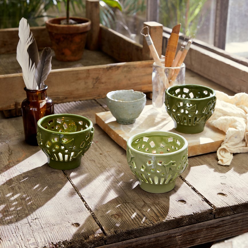 Portavelas para vela de té Orangery Spring Leaf, 9,5 cm