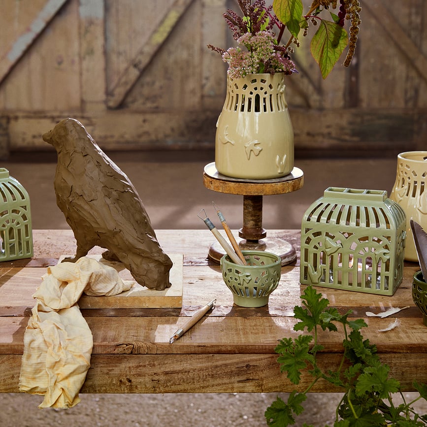 Portavelas para vela de té Orangery Spring Leaf, 9,5 cm