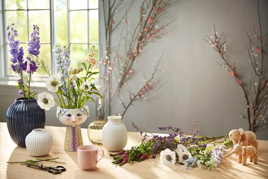 Set de Decoración Hammershøi, Jarrón, Portavelas y 2 Tazas, 4 piezas