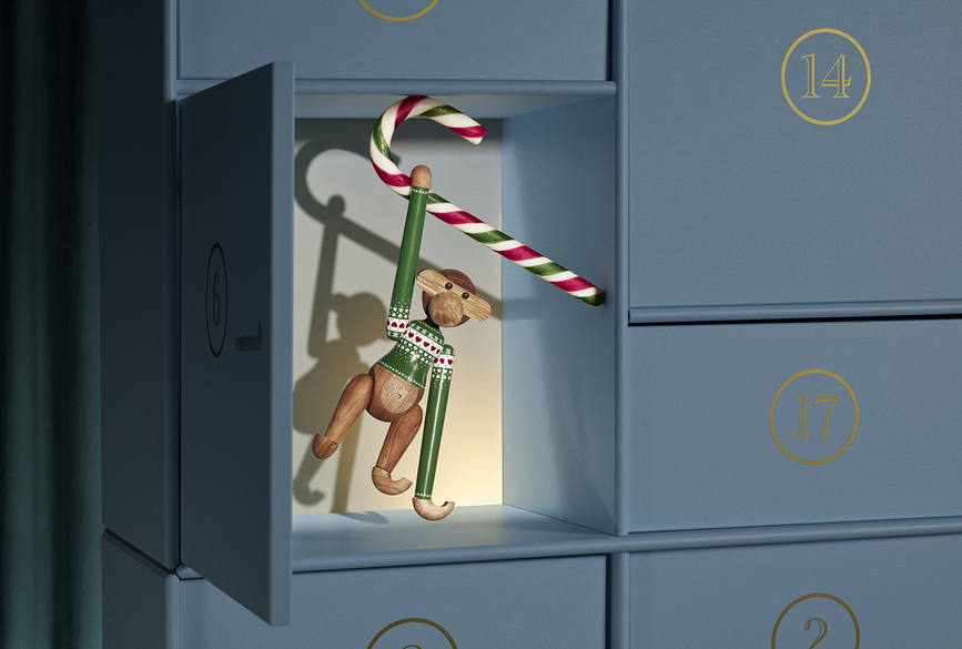 Kay Bojesen Christmas apa liten, grön, trä