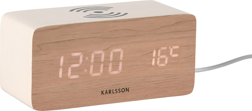 Block Budilica LED s indukcijskim punjenjem krem