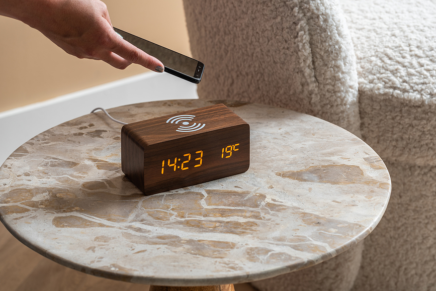 Block Ξυπνητήρι LED, με ασύρματη φόρτιση, μαύρο