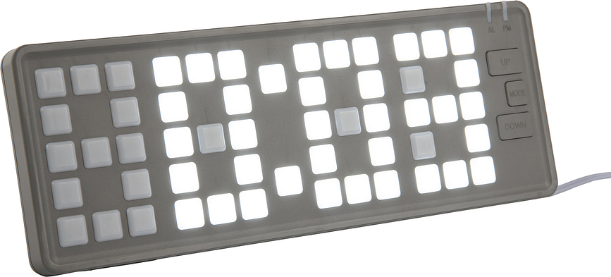 Budík Keyboard LED svetlosivý