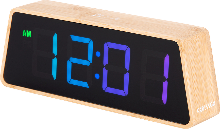 Budilica LED s promjenom boje bambus