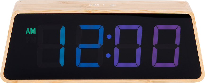 Budilka LED s spreminjanjem barve, bambusova