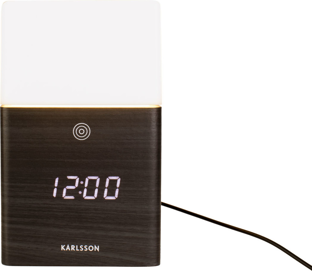 Budzik LED Frosted czarne drewno
