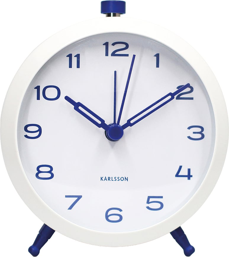 Button Retro Budilica bijelo-plava