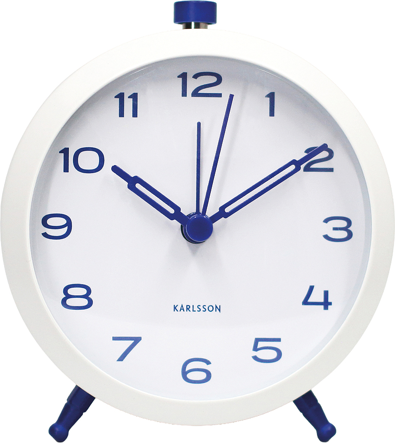 Button Réveil rétro, blanc et bleu