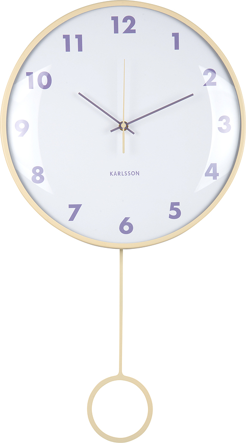 Ceas de perete cu pendul Cheeky Dome, galben pastel