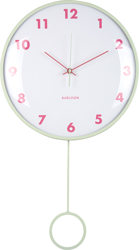 Ceas de perete cu pendul Cheeky Dome, verde pastel
