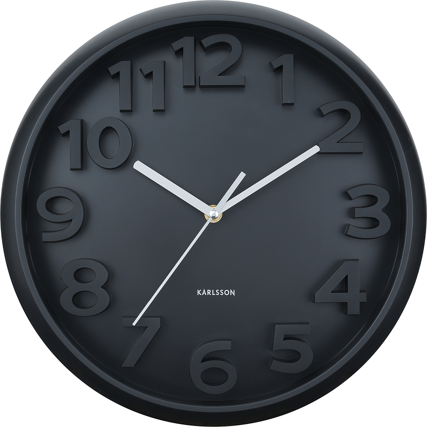 Ceas de perete Elevated Classic Numbers, negru mat