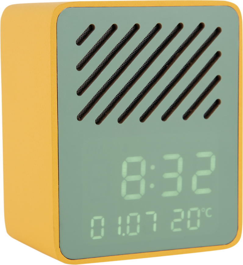 Ceas deșteptător cu difuzor Bluetooth Funky Vibes, galben-verde