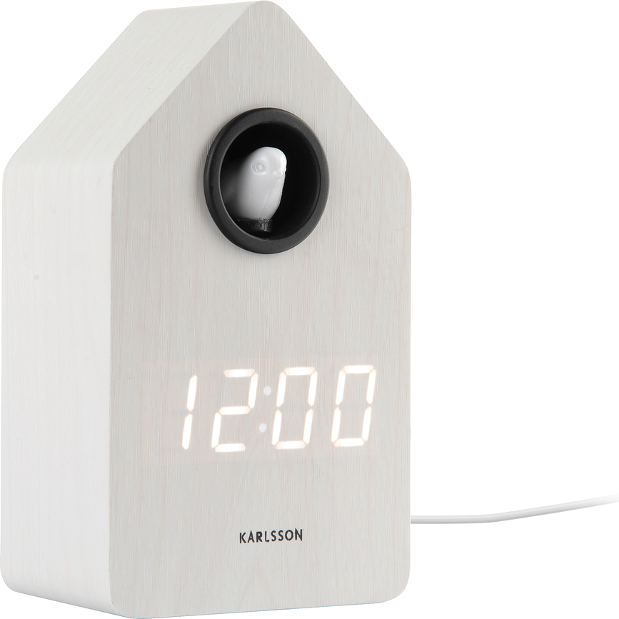 Ceas deșteptător Cuckoo LED, lemn deschis