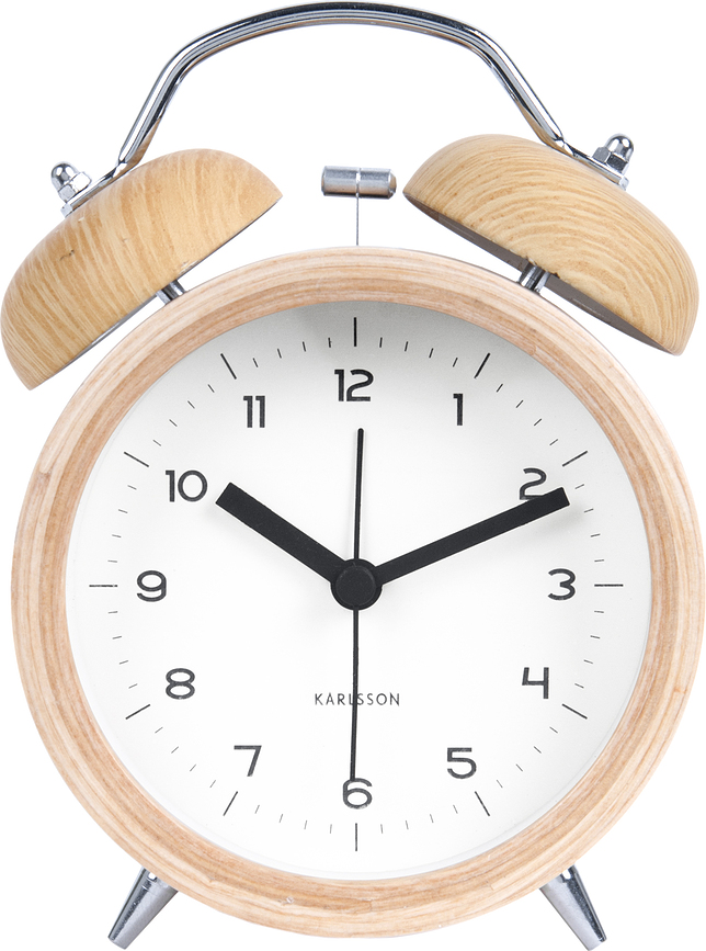 Classic Bell Réveil, en bois, blanc