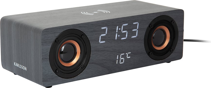 Classic Réveil avec haut-parleur Bluetooth, chargeur sans fil et radio, noir