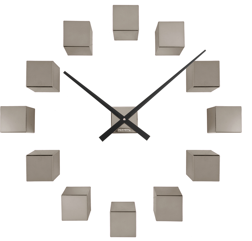 Cubic Horloge Murale DIY, gris foncé, en métal