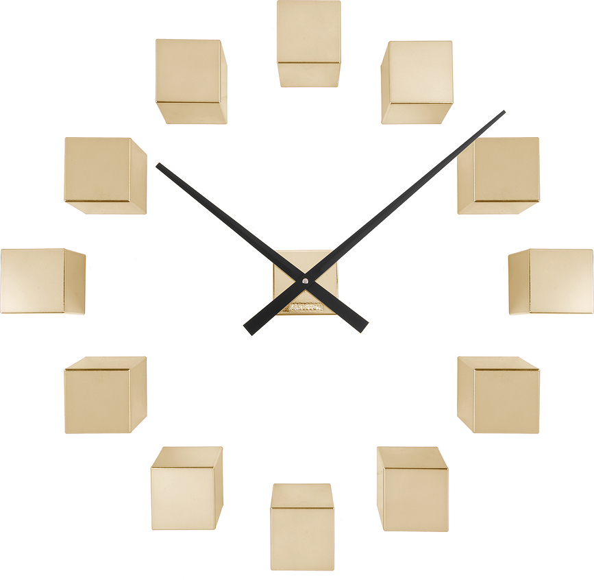 Cubic Horloge murale DIY, métal, doré métallique