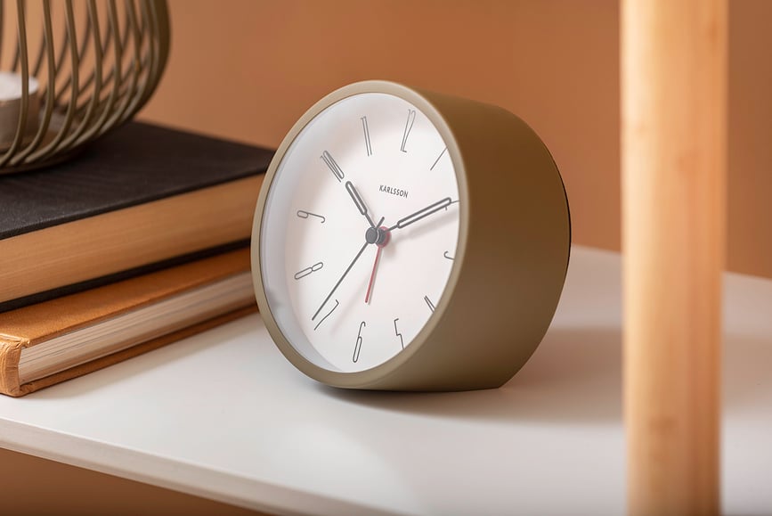 Reloj Despertador Belle Numbers, gris cálido