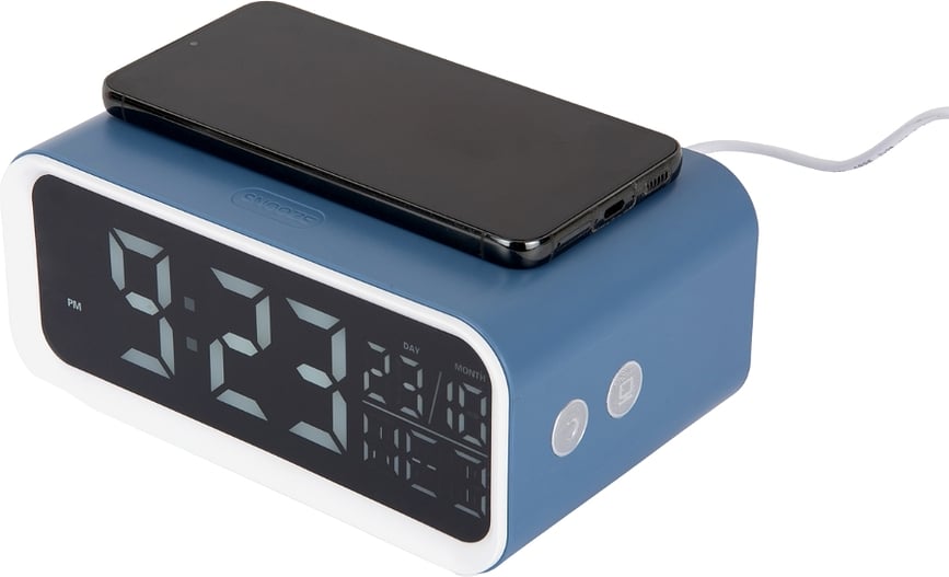 Despertador LED Chunky, rosa, con carga inalámbrica