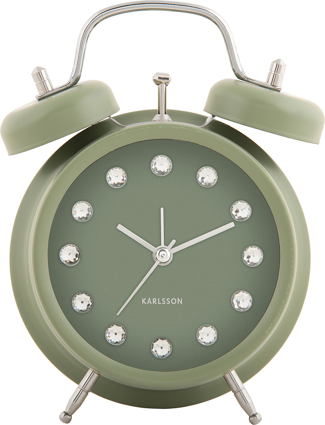 Despertador Glam Diamonds, 17 cm, verde bosque