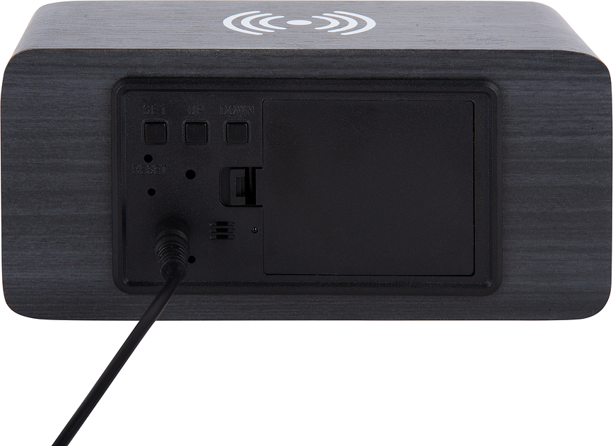 Despertador LED con carga inalámbrica Block, negro