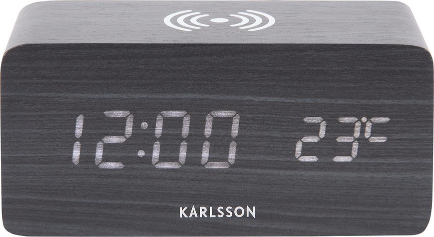 Despertador LED con carga inalámbrica Block, negro