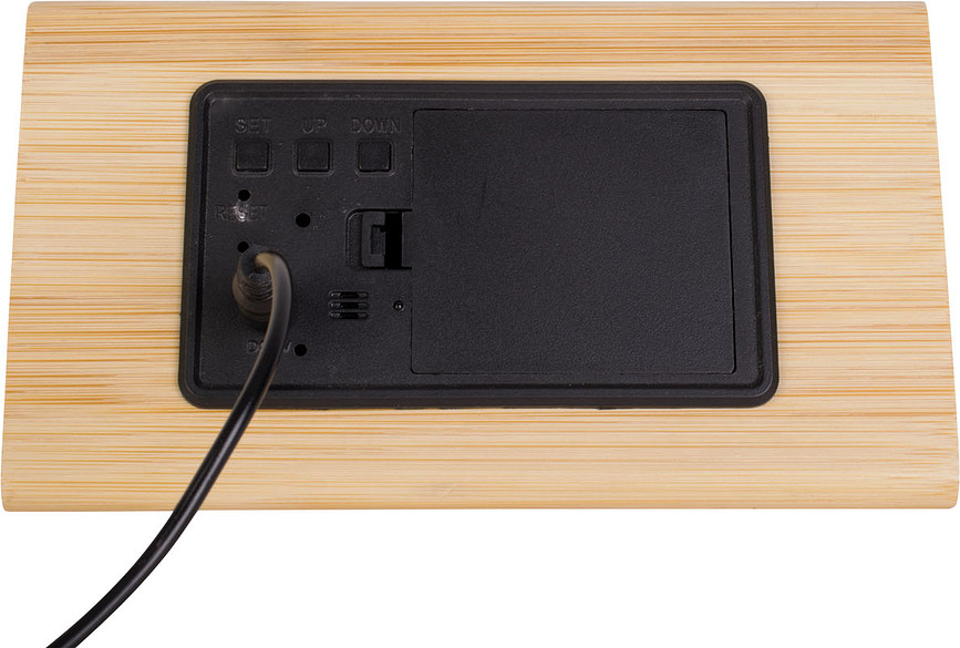 Despertador LED, de madera de bambú, modelo Triangle