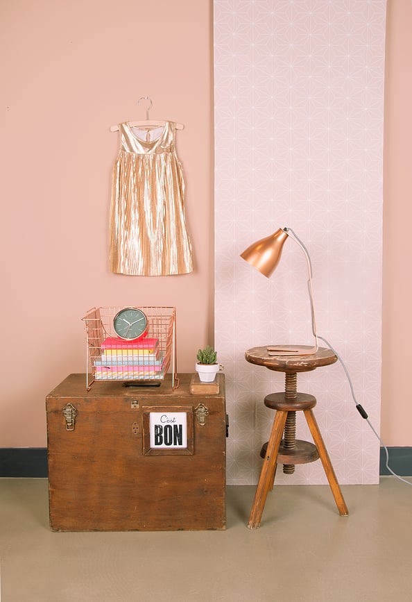 Despertador Minimal, acabado cobre, blanco