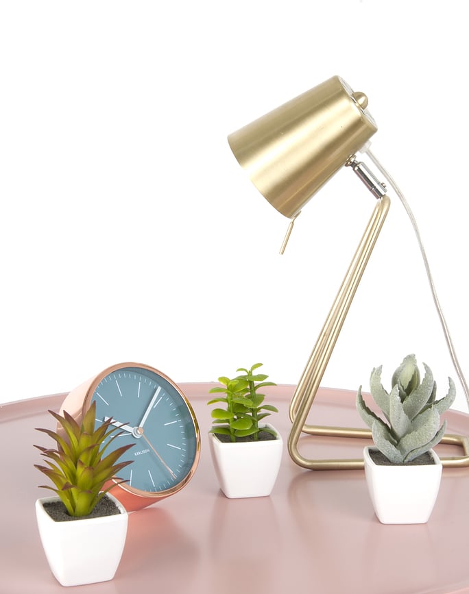 Despertador Minimal, acabado cobre, blanco