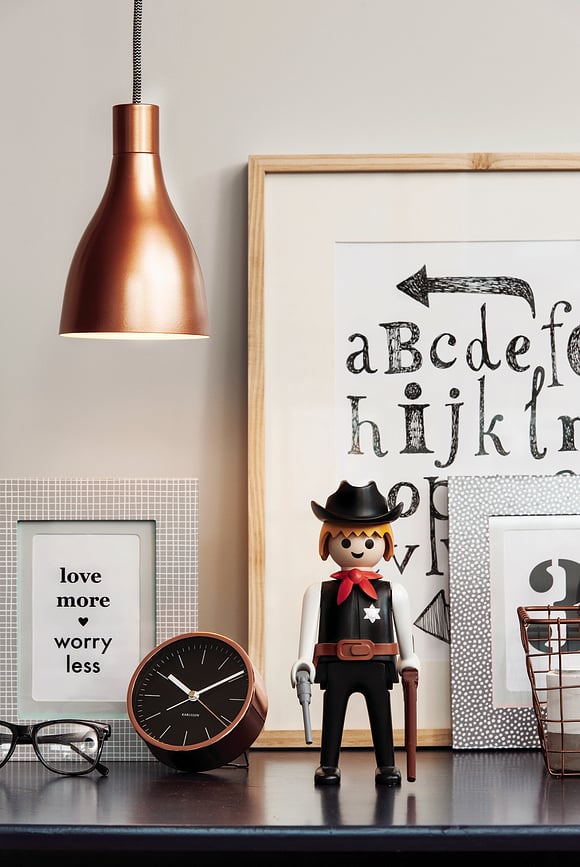 Despertador Minimal, acabado cobre, blanco