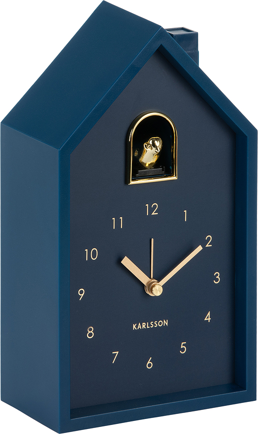 Despertador Modern Cuckoo, azul marino y dorado