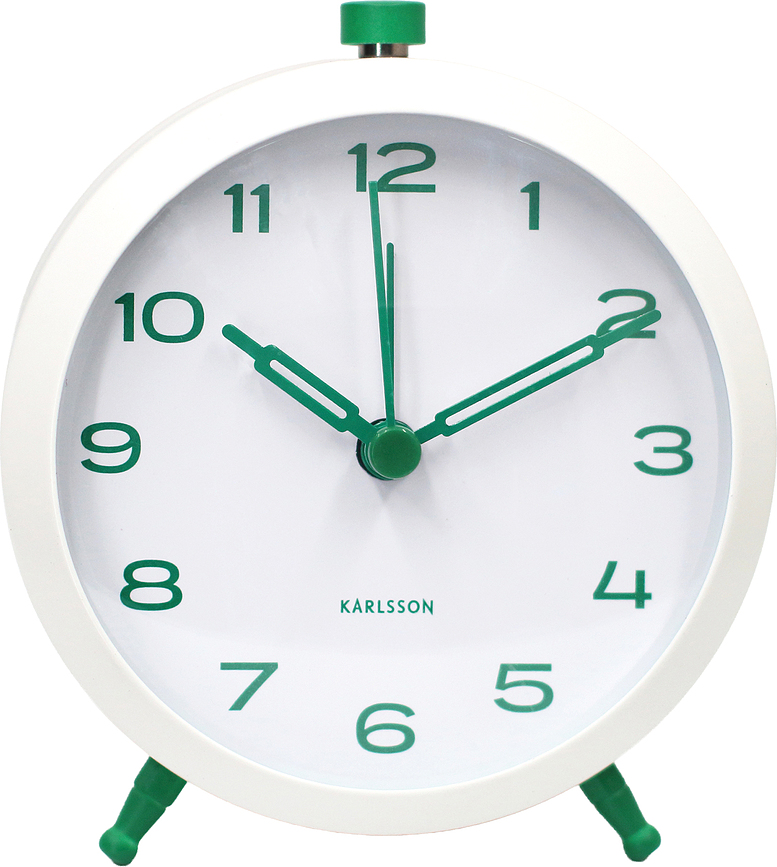 Despertador retro Button, blanco y verde