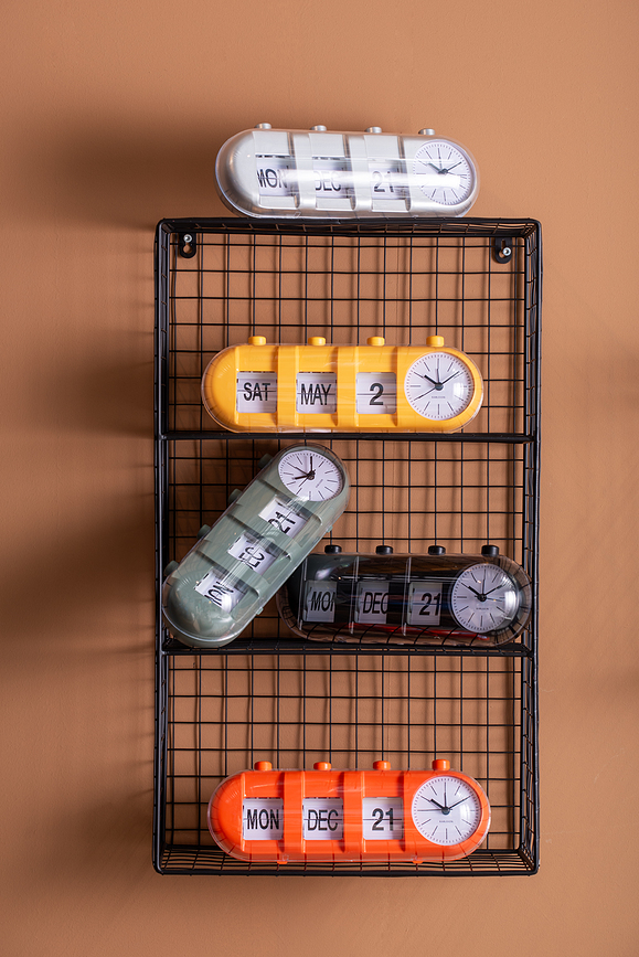 Despertador Retro Tube Calendar Flip, naranja claro