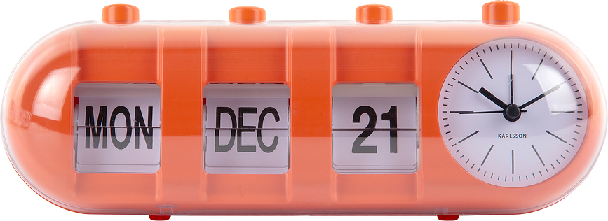 Despertador retro Tube Calendar Flip, con calendario de láminas