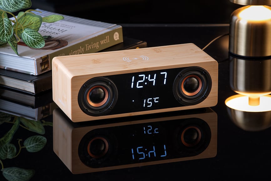 Despertador con cargador inalámbrico y altavoz Bluetooth, Classic BT Speaker Radio, radio, claro