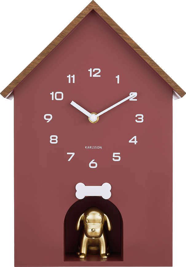 Dog House Ρολόι τοίχου, μπορντό