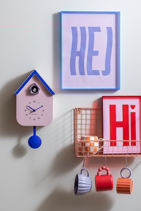 Dupla Color Cuckoo Horloge Murale à coucou, lavande-orange