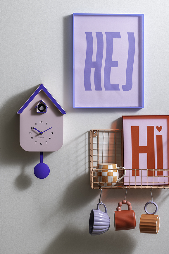 Dupla Color Cuckoo Ρολόι Τοίχου με κούκο, λεβαντί-πορτοκαλί