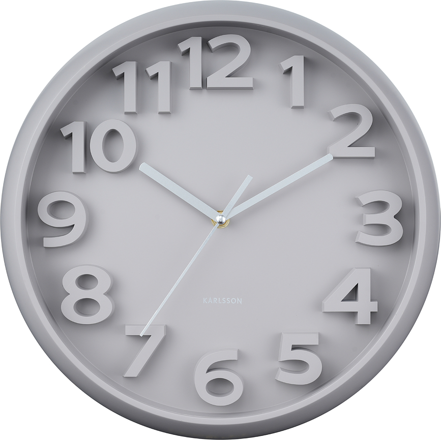 Elevated Classic Numbers Horloge Murale, grise