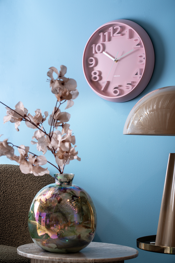 Elevated Classic Numbers Horloge murale, rose pastel