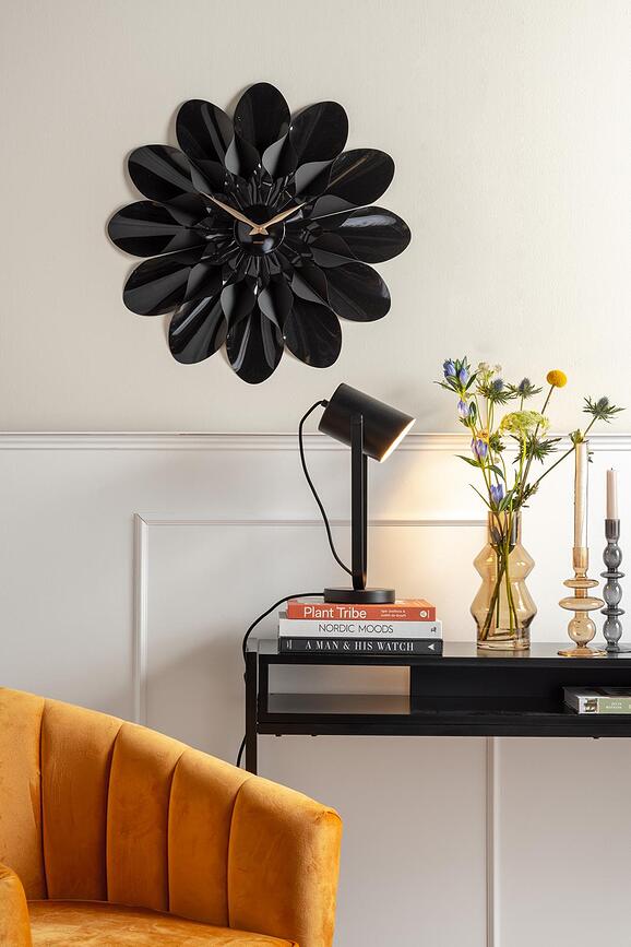 Flower Επιτοίχιο Ρολόι, 60 εκ., μαύρο