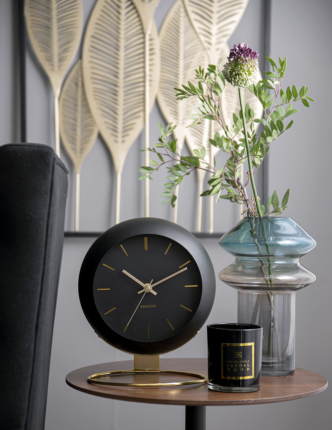 Globe Horloge de Table, noire