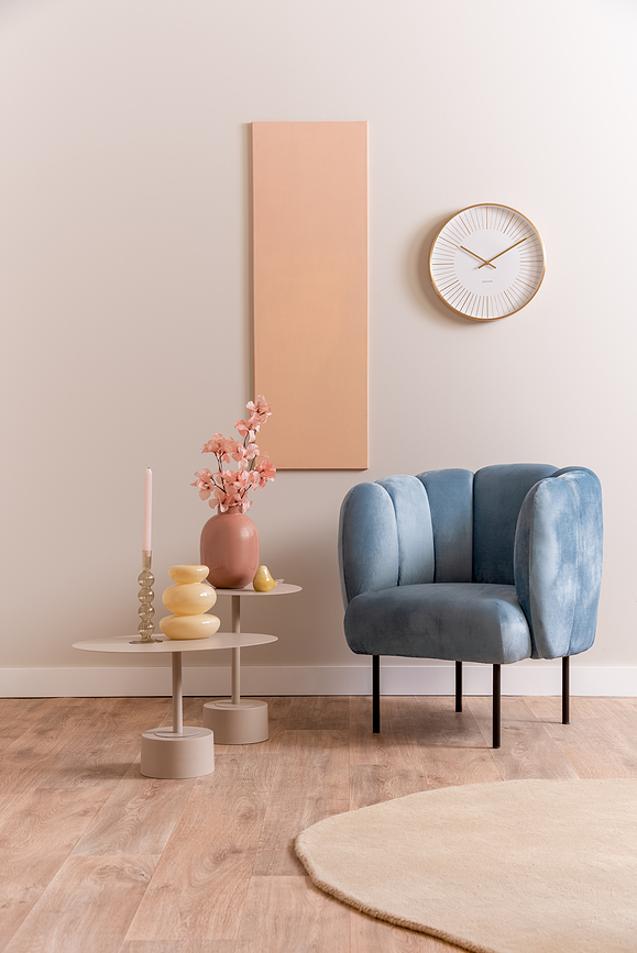 Gold Lines Horloge murale, blanche