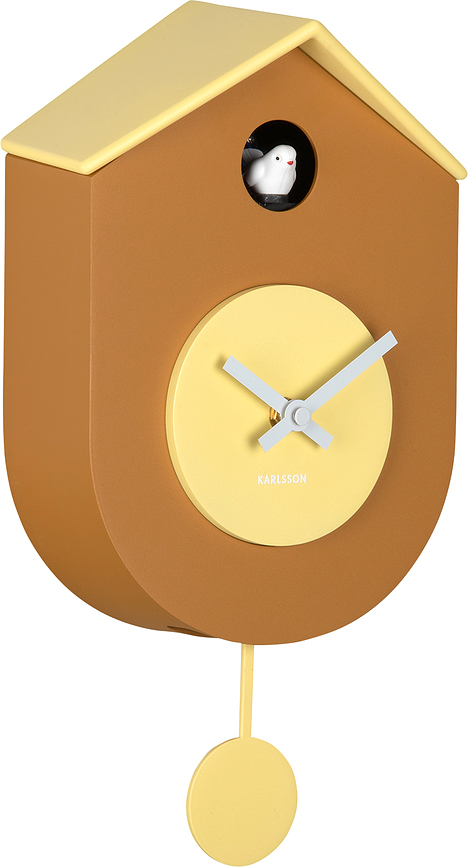 Grato Cuckoo Horloge murale à coucou, jaune-orange