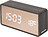 Hodiny s budíkem Copper Mirror LED Wood čierne