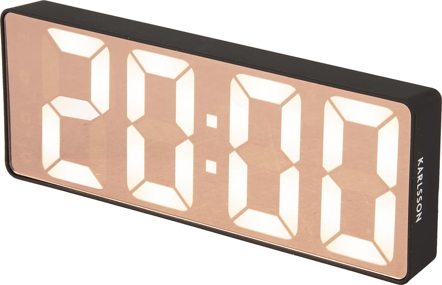 Hodiny s budíkem Copper Mirror LED