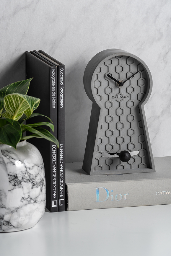 Honeycomb Horloge de Table, gris foncé