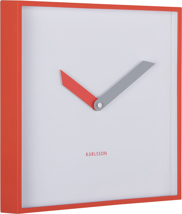 Horloge murale carrée, style Cool Retro, rouge